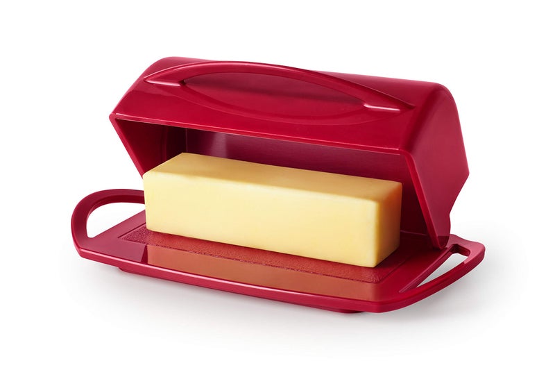Better Dish طبق زبدة بغطاء قابل للفتح بدون ملعقة (أحمر) - Image 3